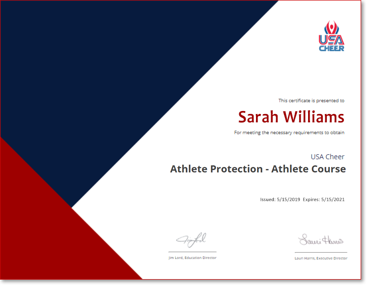 Athlete Protection Course Athletes USA Cheer